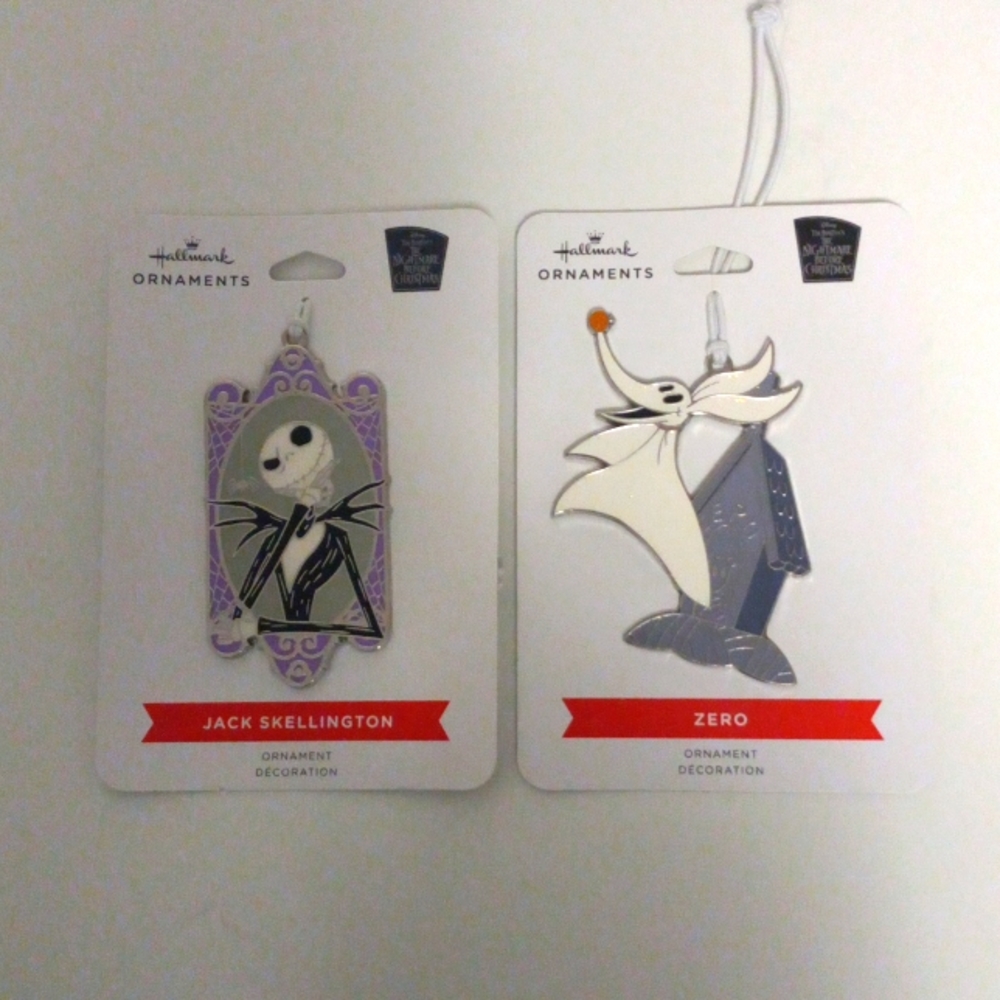 Nightmare Before Christmas Hallmark Christmas Ornament Set- Jack and Zero